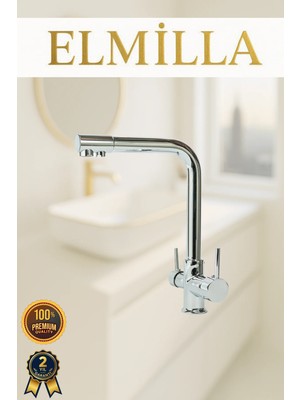 ELMİLLA 3 Yollu Arıtmalı Mutfak Bataryası Krom Lüx