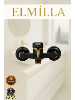 ELMİLLA Siyah Gold Paslanmaz Kararmaz Pirinç Malzeme Banyo Duş Bataryası Musluk Çeşmesi Garantili Banyo Bataryası