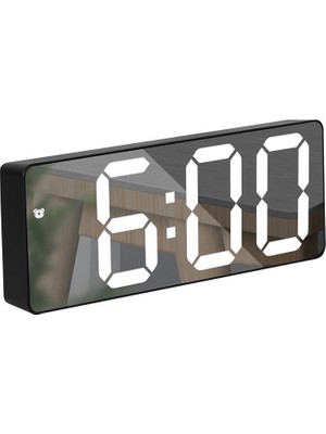Triline Aynalı LED Dijital Masa Saati Termometre Alarm Takvimli Dikdörtgen Şekil Modern Tasarım/ADPT