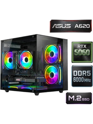 Xaser Sage X50 AMD R5 7500F/ASUS A620M-K/MSI SHADOW X2 Oc 8GB RTX5060/512GB M.2/16GB DDR5 6000Mhz Oem Oyuncu Paket