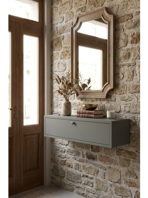 Bagax Modern Duvar Dresuarı 80 cm Tek Kapaklı Antre Dolabı Hol Konsolu Dekoratif Raf