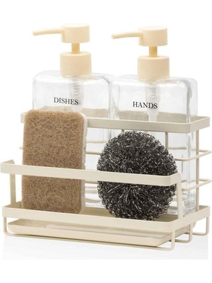 Özbience Beyaz Metal Standlı 4'lü Sıvı Sabunluk Seti