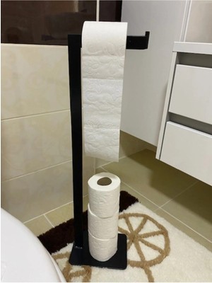 Özbience Eğilmez Siyah Tasarım Wece Kağıtlığı, Kare Döküm Ayaklı, Şık ve Dayanıklı