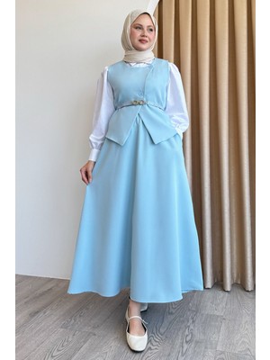 inStyle Asimetrik Yelekli Ikili Takım Bebe Mavisi