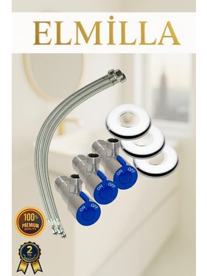 Taharet Musluğu Rozetli Ara Musluk Paslanmaz Krom Kaplama 3lü Set