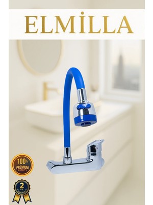 Duvardan Oynar Boru Başlıklı Mutfak ve Lavabo Bataryası Yandan Aplike Batarya Çift Su Girişli