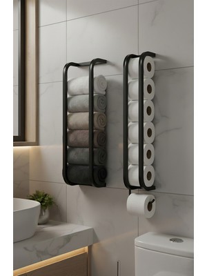 Özbience Şık ve Modern Banyo Seti, Havluluk ve Tuvalet Kağıtlık Takımı