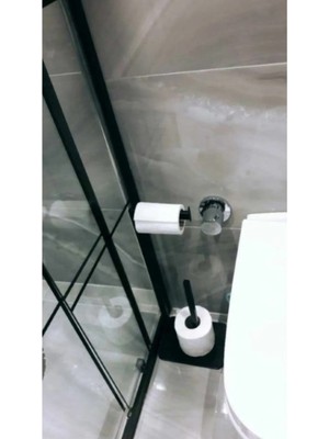 Özbience Şık Siyah Kare Döküm Wc Kağıtlığı, Ayaklı ve Döküm Tasarım