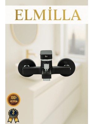 Siyah Kare Lüx Paslanmaz Kararmaz Pirinç Malzeme Banyo Duş Bataryası Musluk Çeşmesi Garantili Banyo Bataryası