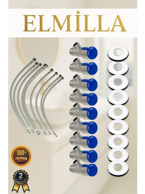 Taharet Musluğu Rozetli Ara Musluk Paslanmaz Krom Kaplama 9lu Set