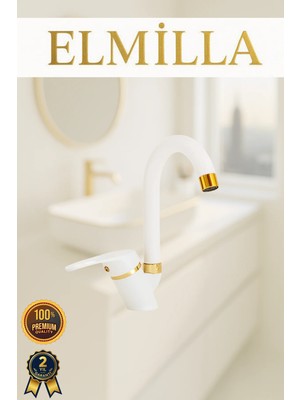 Beyaz Gold Mix Baston Evye Bataryası Musluğu