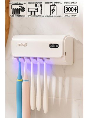 Özbience Uv Sterilizatör Diş Fırçası Tutucu, 2600MAH, Şarj Edilebilir, Beyaz