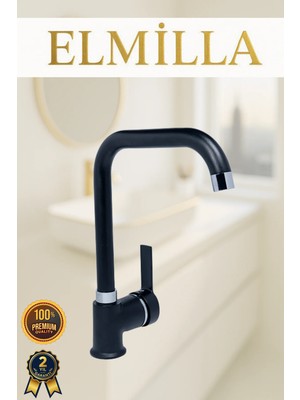 Siyah Krom Armut Köşe Evye Bataryası Musluğu