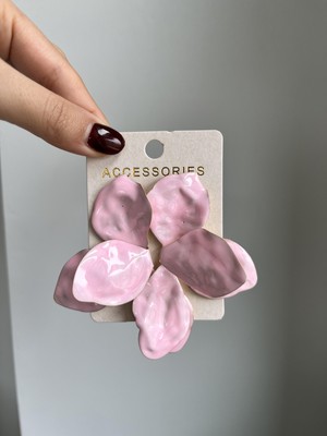 Famco Pembe Büyük Boy Statement Küpe – Modern Tasarım Hafif Akrilik Kadın Küpe