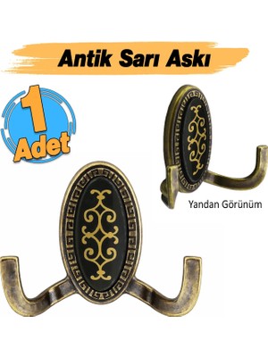 Badem10 Palmira Duvar Vestiyer Askısı Metal Dolap Elbise Havlu Askılığı Antik Sarı Askı askılık