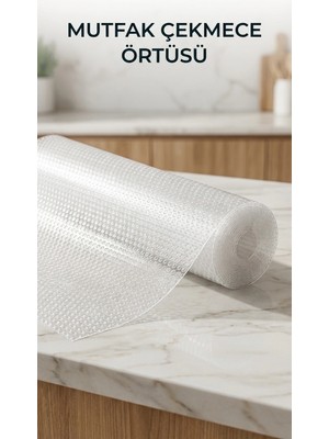 VeraGlobe Buğz Mutfak Raf ve Çekmece Için Şeffaf Pvc Koruyucu Örtü 45X300 cm