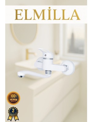 Duvardan Beyaz Alttan Borulu Sıcak Soğuk Çift Su Borulu Mutfak Bataryası Alttan Aplik Batarya