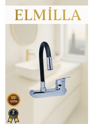 Duvardan Oynar Borulu Mutfak ve Lavabo Bataryası Yandan Aplike Batarya Çift Su Girişli