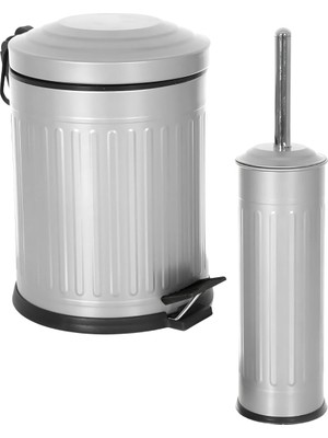 Özbience Vintage 2'li Çöp Kovası Banyo Seti, Şık ve Pratik Çizgili Tasarım