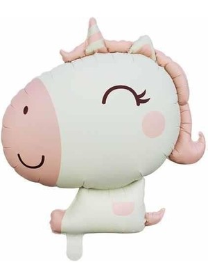 22" Folyo Balon Pembe Retro Renk Unicorn Kafa 65*78,5cm