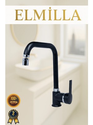 Siyah Krom Armut Köşe Evye Bataryası Musluğu Oynar Başlıklı