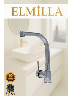ELMİLLA Krom Armut Balık Sırtı Borulu Mutfak Eviye Bataryası