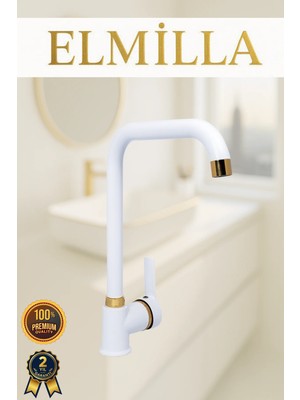 Beyaz Gold Armut Köşe Evye Bataryası Musluğu