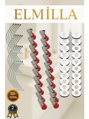 Kırmızı Taharet Musluğu Rozetli Ara Musluk Paslanmaz Krom Kaplama 20Lİ Set