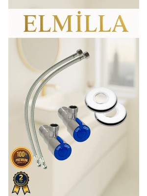 Taharet Musluğu Rozetli Ara Musluk Paslanmaz Krom Kaplama 2li Set