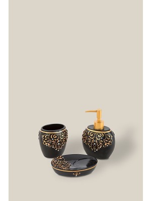 Özbience Şık Siyah 3 Parça Banyo Aksesuar Seti, Modern ve Şık Tasarım