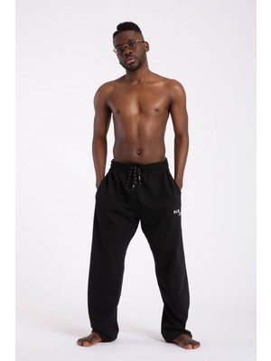 Tampap Büyük Beden Erkek Eşofman Altı Cepli Fermuarlı Siyah %100 Pamuklu 3XL