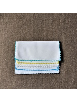 Eke Baby Ekebaby 10'lu Ağız Mendili 17X17 cm Pamuktan Üretilmiş Beyaz Renkli Oyalı Bebek Ürünü