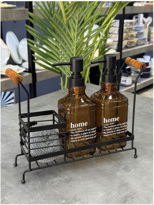 Özbience Şık Metal Standlı Sıvı Sabunluk Seti, Modern ve Kullanışlı Tasarım