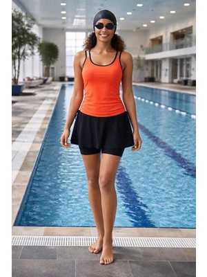 Tesmay Etekli ve Taytlı (Etek ve Tayt Ayrıdır) Askılı Kadın Mayo 24214