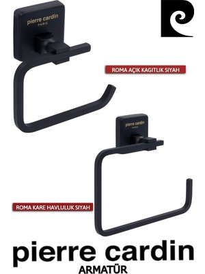 Özbience Şık Siyah Romen Açık Kağıtlık ve Kare Havluluk Takımı