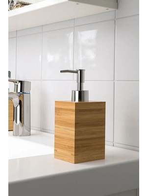 Özbience Doğal Bambu Sıvı Sabunluk Ahşap Pompalı 17CM Şık ve Çevre Dostu