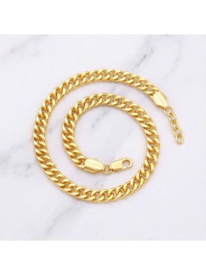 ferizz altın kaplama  figaro model zincir bileklik blk-1257