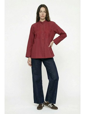 ALLDAY Bordo-Nakış Detaylı Gömlek