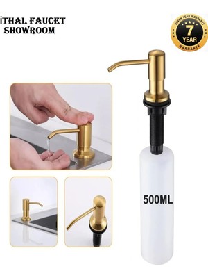 Özbience Şık Altın Mat Sıvı Sabunluk, Üstten Dolum, Çok Amaçlı, 500ML