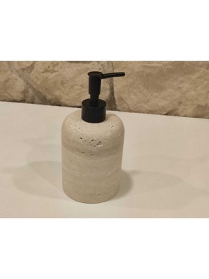 Özbience Traverten Doğal Taş Siyah Pompalı Sıvı Sabunluk