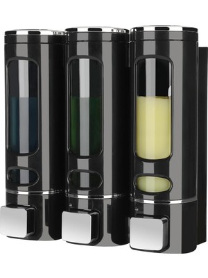 Özbience 3 Adet Siyah 400 ml Duvara Monte Manuel Sabunluk Seti, Banyo ve Mutfak Için