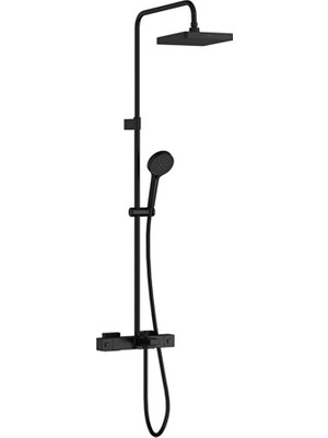 Artema Base Square Termostatik Banyo Bataryalı Duş Sistemi Mat Siyah A4730436