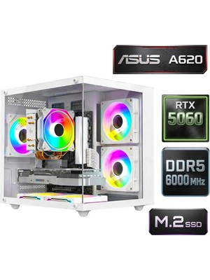 Xaser Sage X60 AMD R5 7500F/ASUS A620M-K/MSI SHADOW X2 Oc 8GB RTX5060/512GB M.2/16GB DDR5 6000Mhz Oem Oyuncu Paket