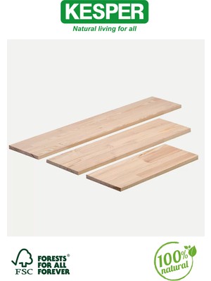 Kesper Doğal Ahşap Raf Panosu – Çam & Ladin Ağacı | Fsc Sertifikalı | %100 Doğal 600X300X18 mm