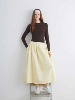 Minaaise Sarı Uzun Etek Kadın Beli Lastikli M Beden Pamuk Kumaş ile Yaz Mevsiminde Şıklık