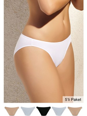 Pierre Cardin Kadın High Leg Brief Yüksek Bel Boxer 5'Li Külot Beyaz Ten Siyah Renk Seçenekleri