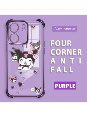 HONTINGA Xiaomi Redmi 13C ile Uyumlu Şeffaf Kılıfı Düşüme Önleyici Basitlik Anti Düşme Kamera Korumali Kuromi Desen Yumuşak Silikon Telefon Kılıfı Kadın ve Erkek Için Uygundur K3-0197