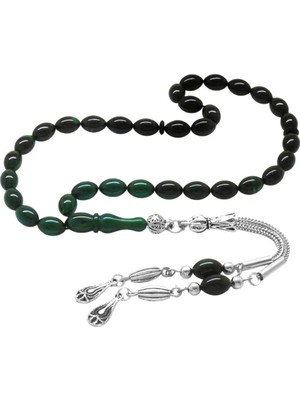 Tesbihane Kararmaz Metal Su Damlası Püsküllü Arpa Kesim Bilek Boy Süzme Turkuaz-Siyah Ateş Kehribar Tesbih