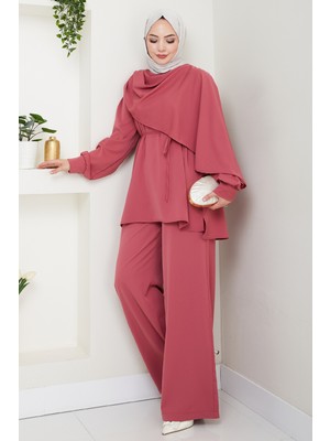 inStyle Şal Yaka Gül Kurusu Ikili Takım