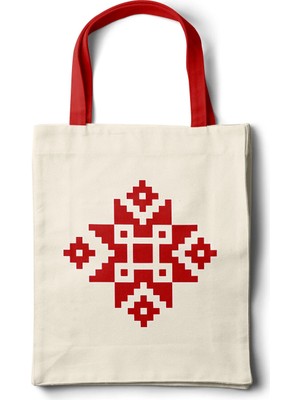INKD Sanatsal Bez Çanta – Geleneksel Kilim Motifi Tasarım - 35X40